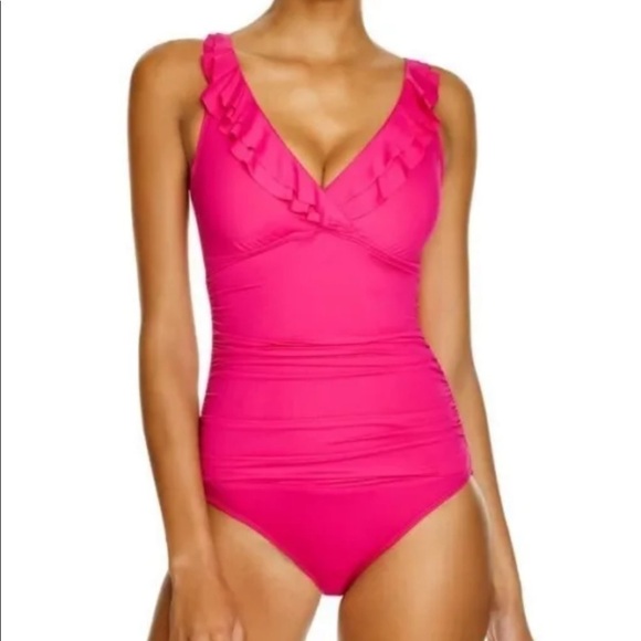 Ralph Lauren Orchid Tummy-Control Underwire Ruffled One-Piece Swimsuit - Picture 1 of 10
